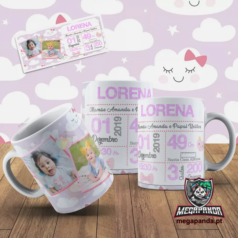 Caneca Nascimento Nuvens Menina Brindes