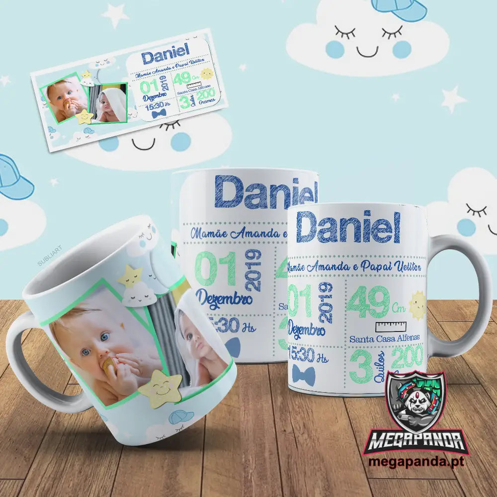 Caneca Nascimento Nuvens Menino Brindes