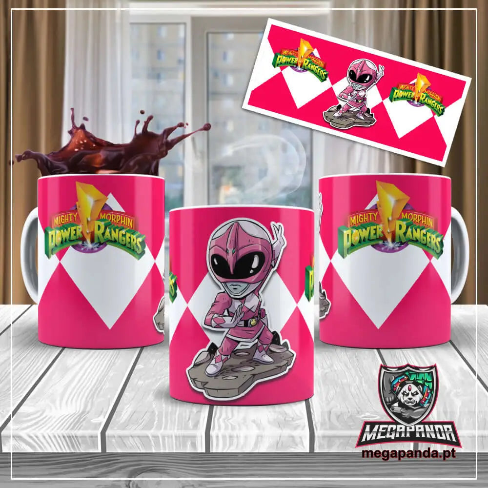 Caneca Power Ranger Rosa Brindes