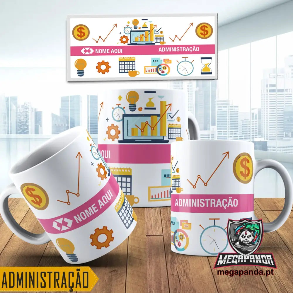 Caneca Profissões/Curso Administração Rosa Com Nome Brindes