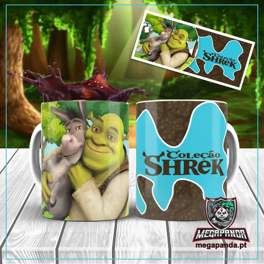 Caneca Shrek E Burro Brindes