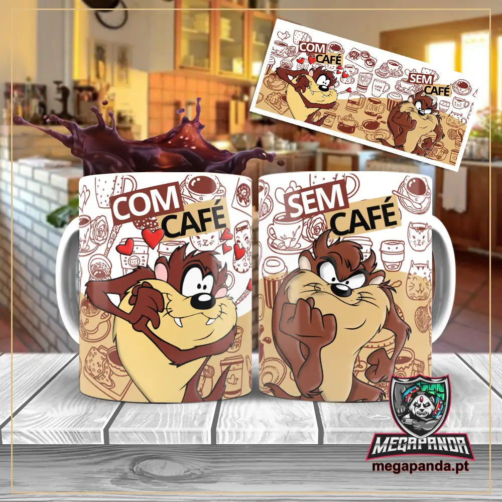 Caneca Taz-mania com e sem café