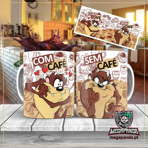 Taza Taz-mania con y sin café