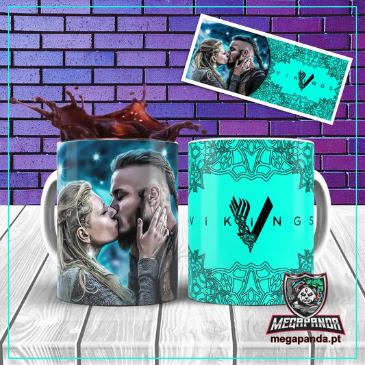 Caneca Viking Lagertha E Ragnar 2 Brindes