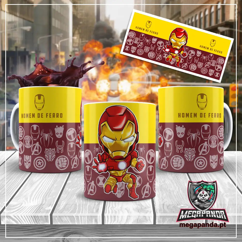 Caneca Vingadores Chibi Homem De Ferro Brindes