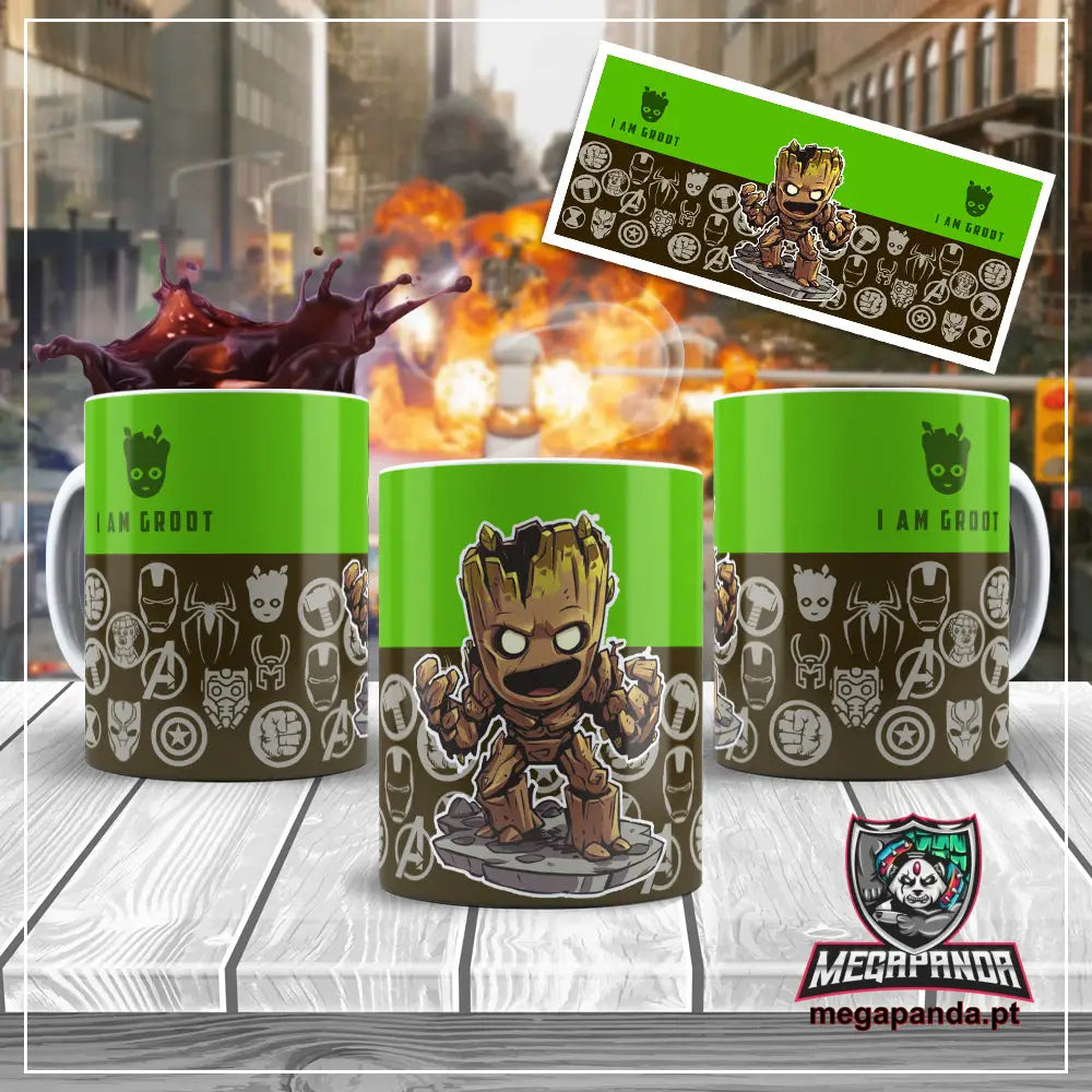 Caneca Vingadores Chibi I am Groot