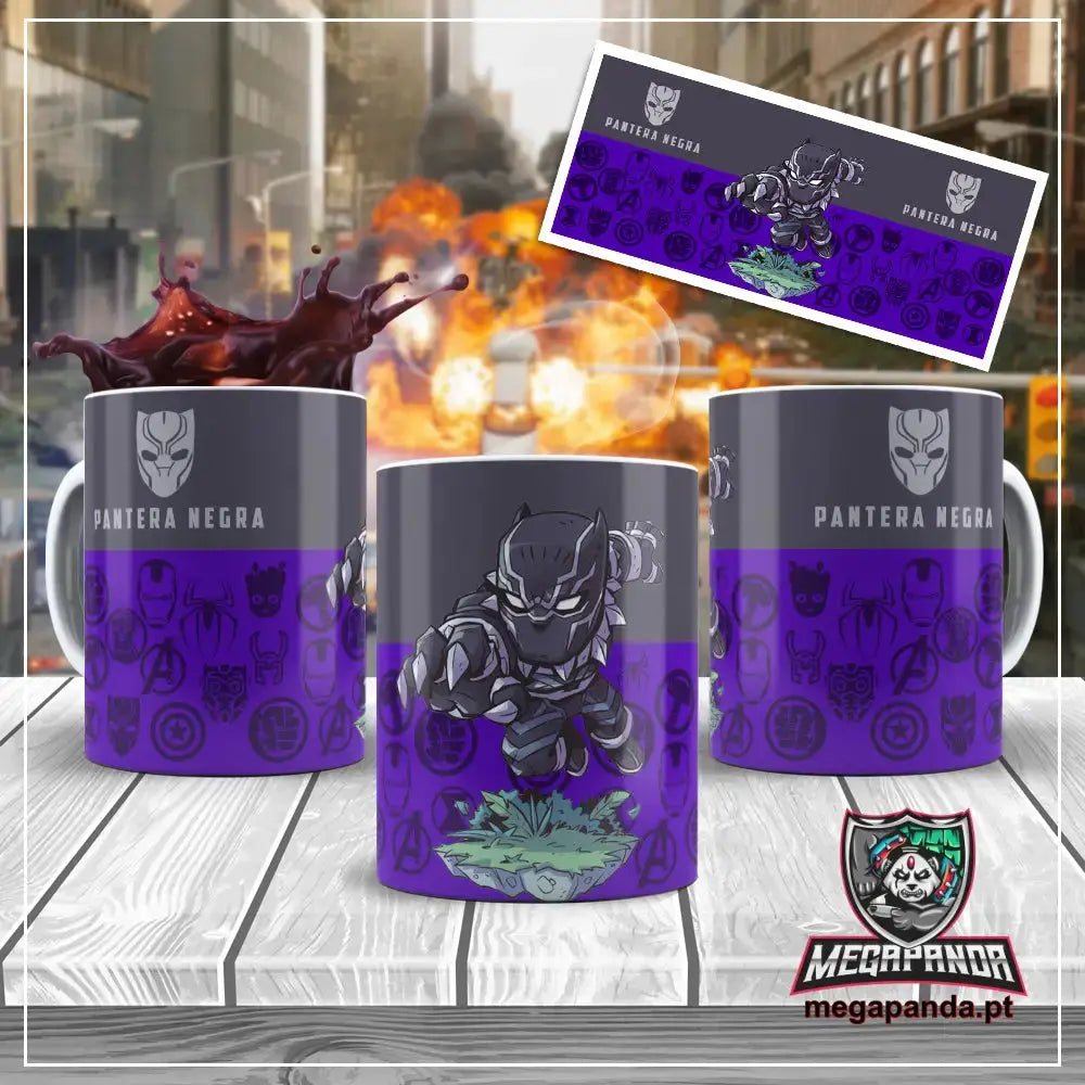 Caneca Vingadores Chibi Pantera Negra