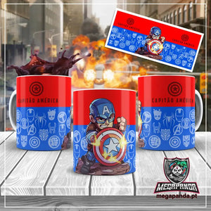 Caneca Vingadores Chibi Capitão America
