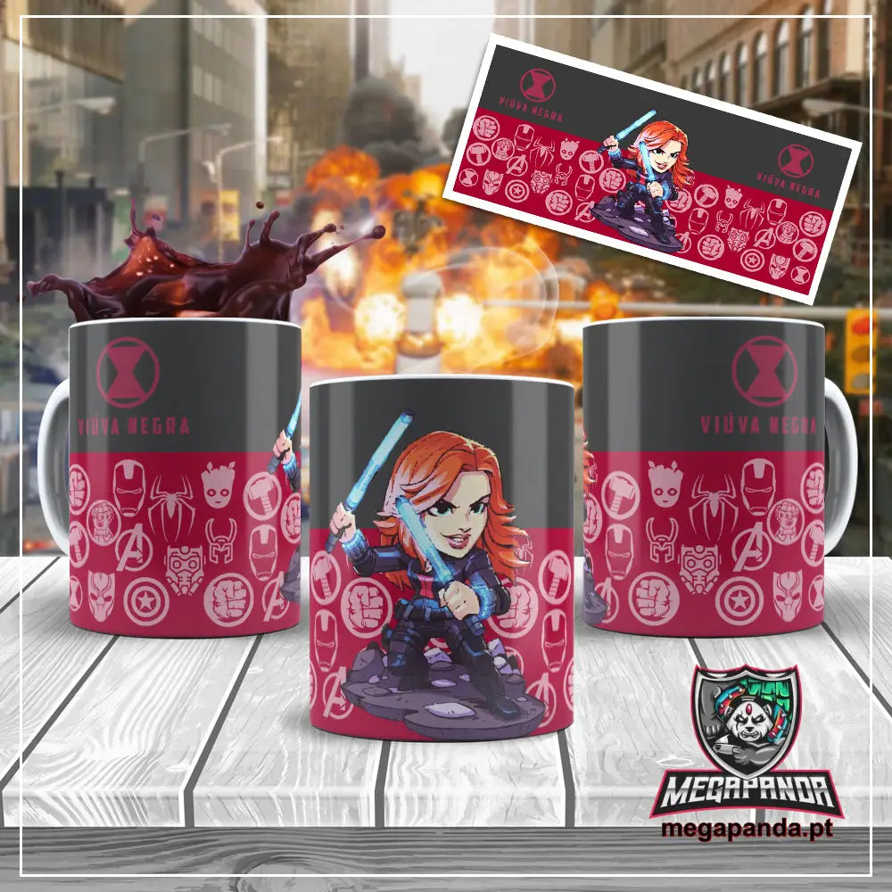 Caneca Vingadores Chibi Viúva Negra