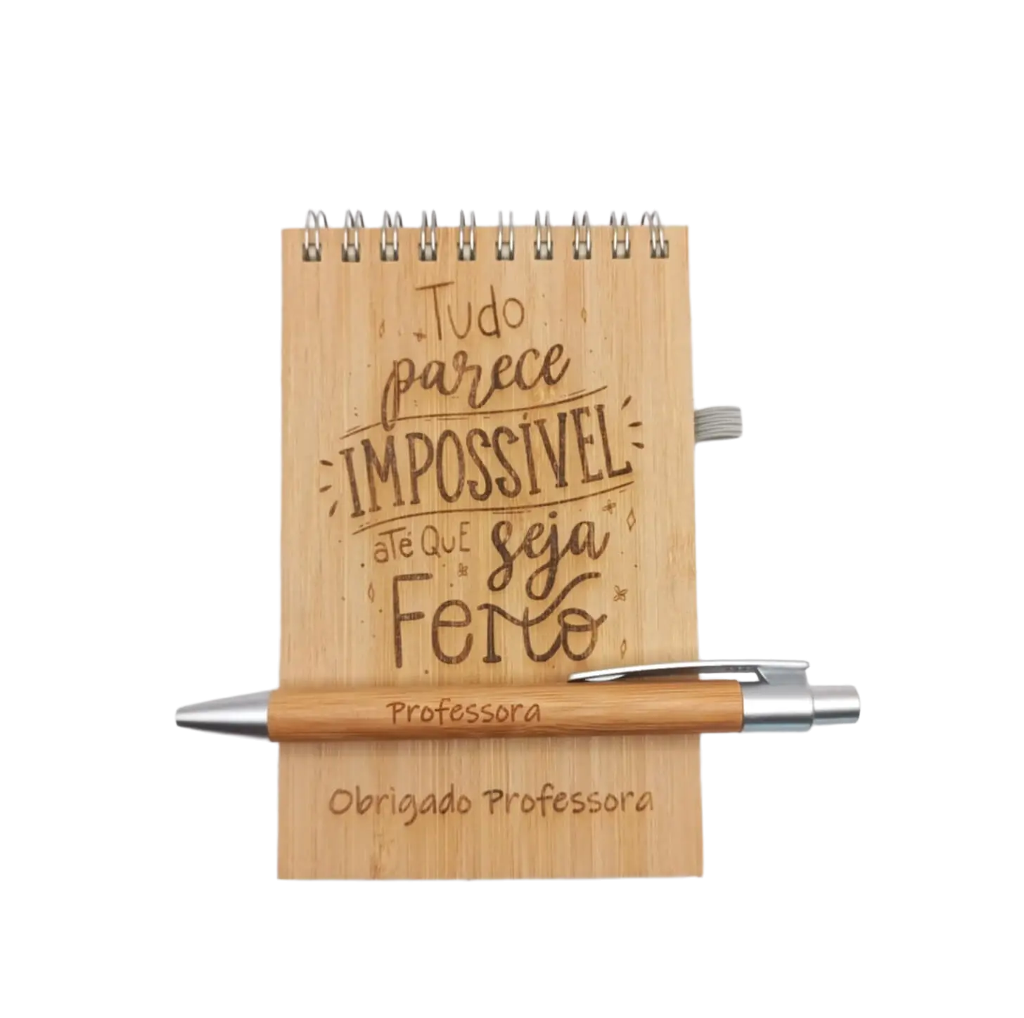 Bloco de Notas em Bambu com caneta