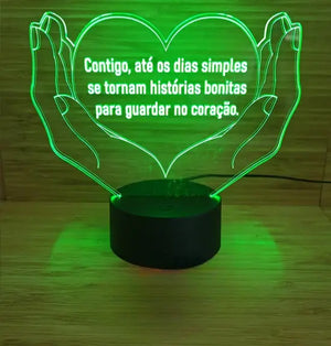 Acrílico LED “Guardar no Coração” Personalizado 19cm