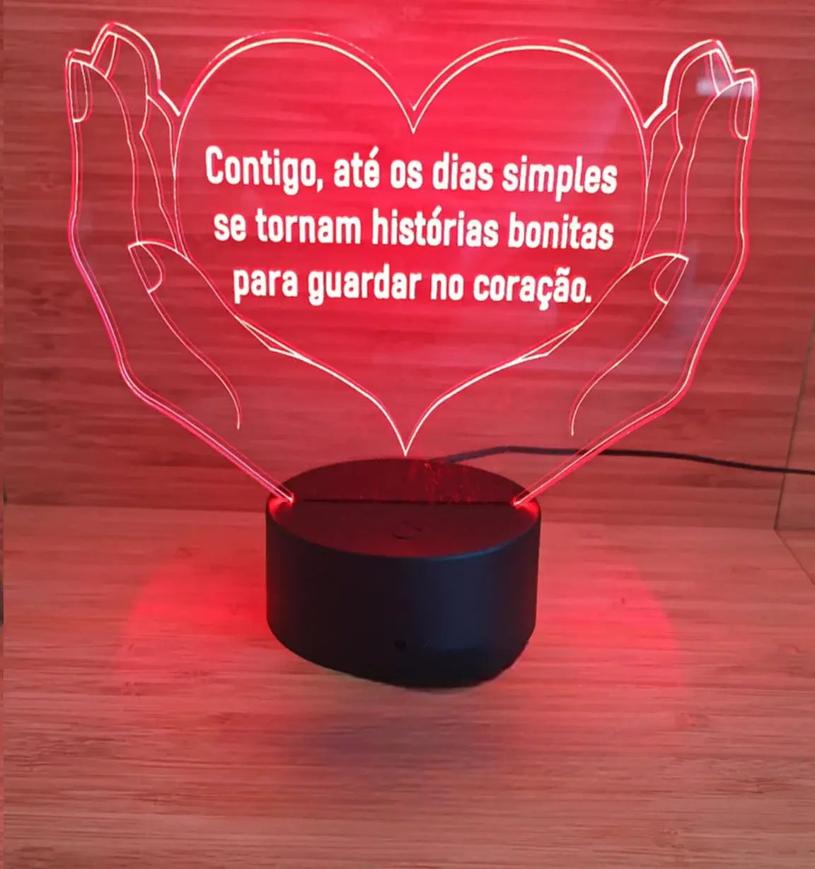 Acrílico LED “Guardar no Coração” Personalizado 19cm