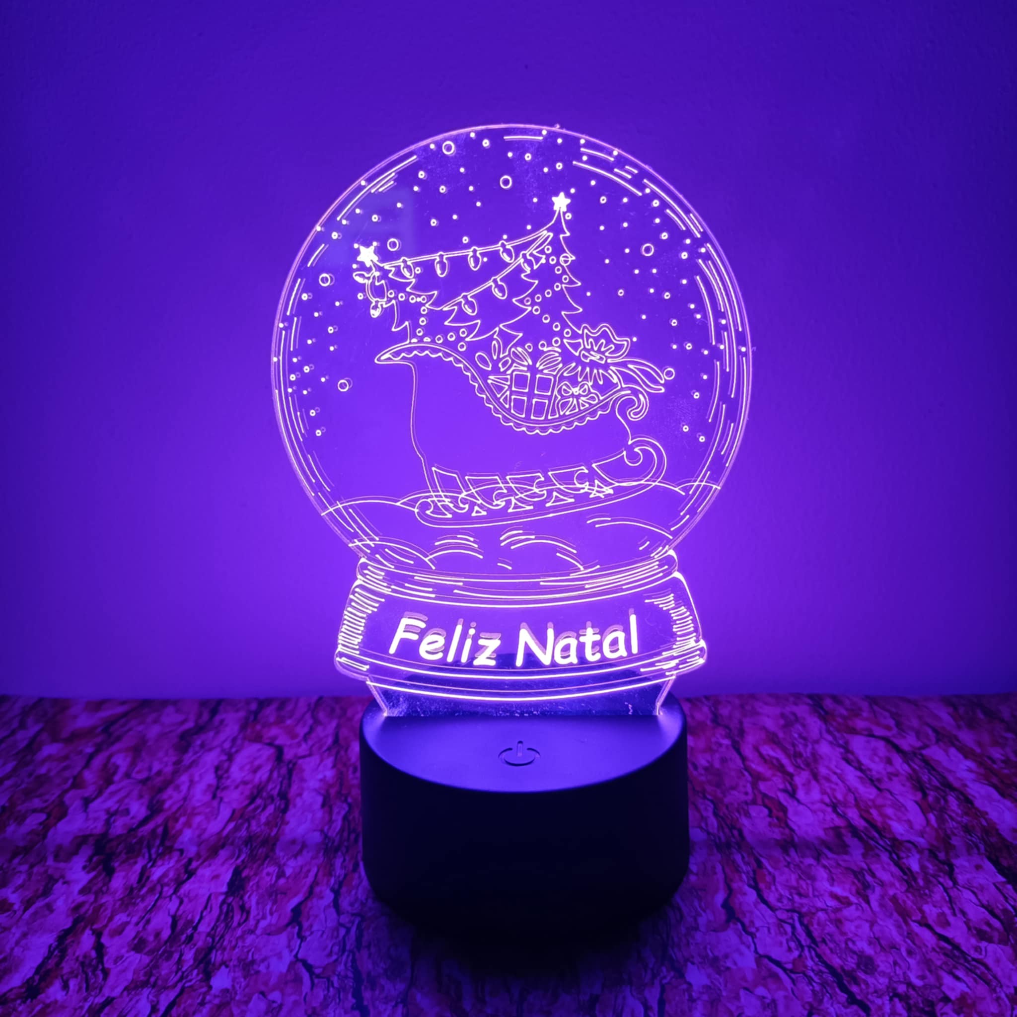 Trenó Feliz Natal LED 16cm