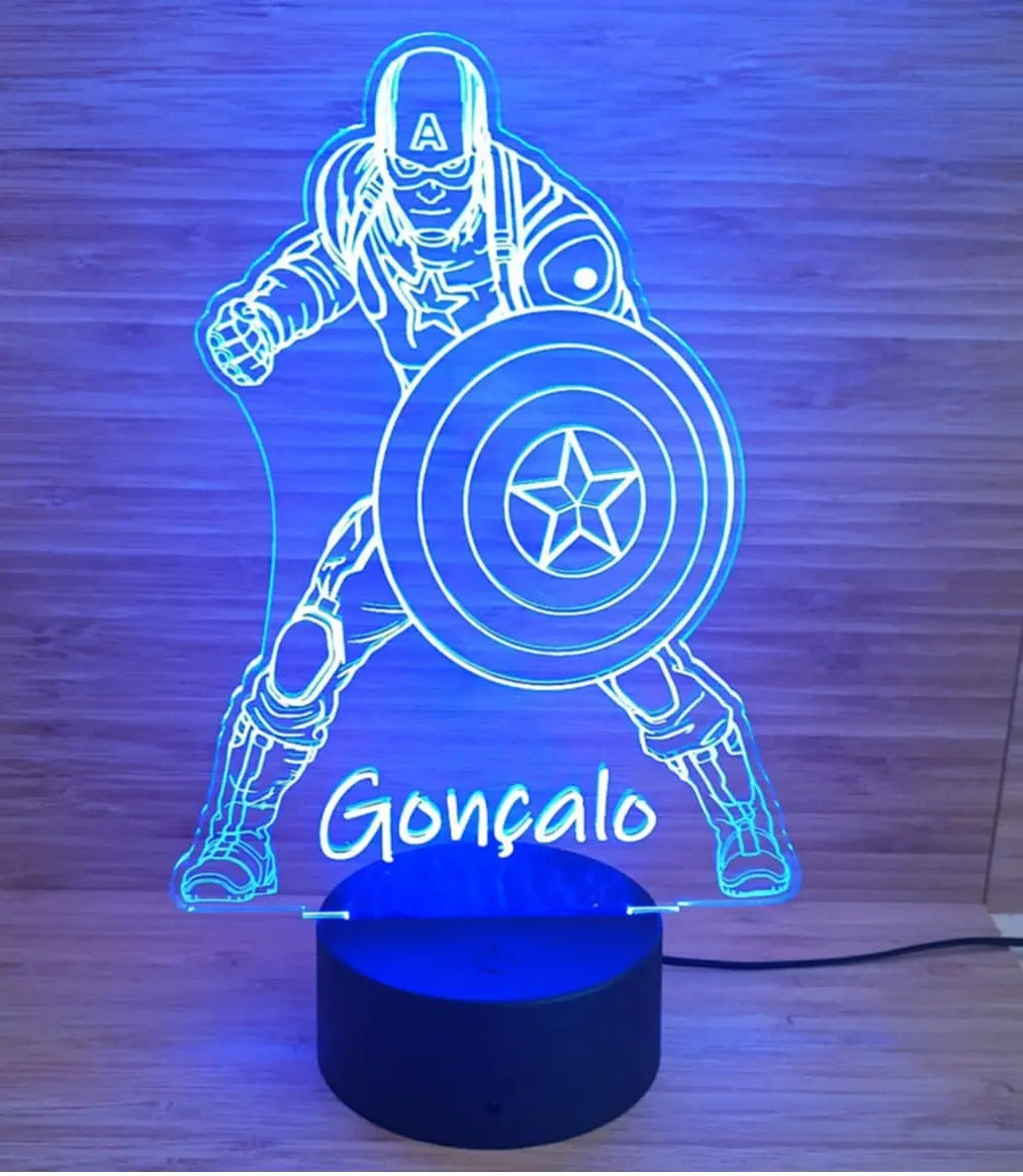 Acrílico LED Capitão América 19cm