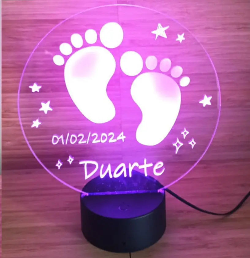 Acrílico LED de Nascimento Personalizado 19cm