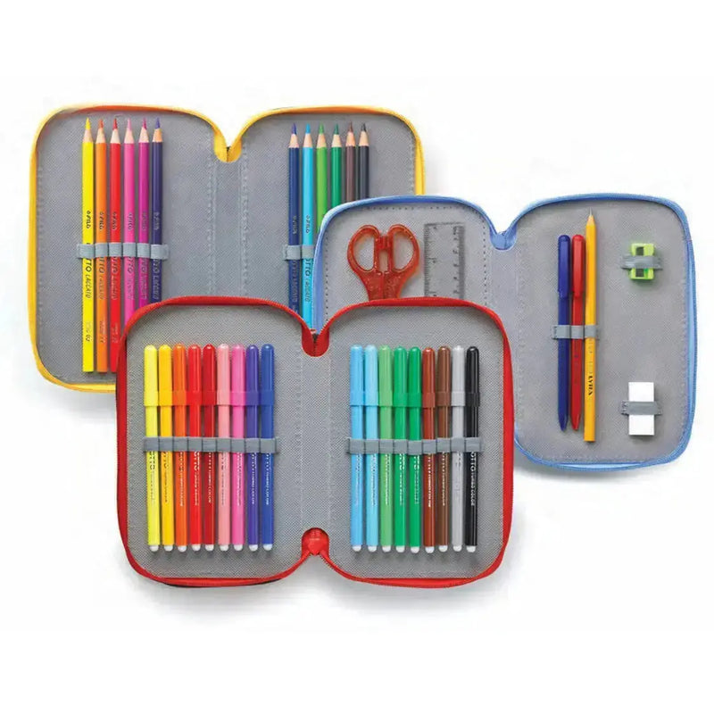 Estojo B.BOX Triplo com Material Escolar  Run Lenticular