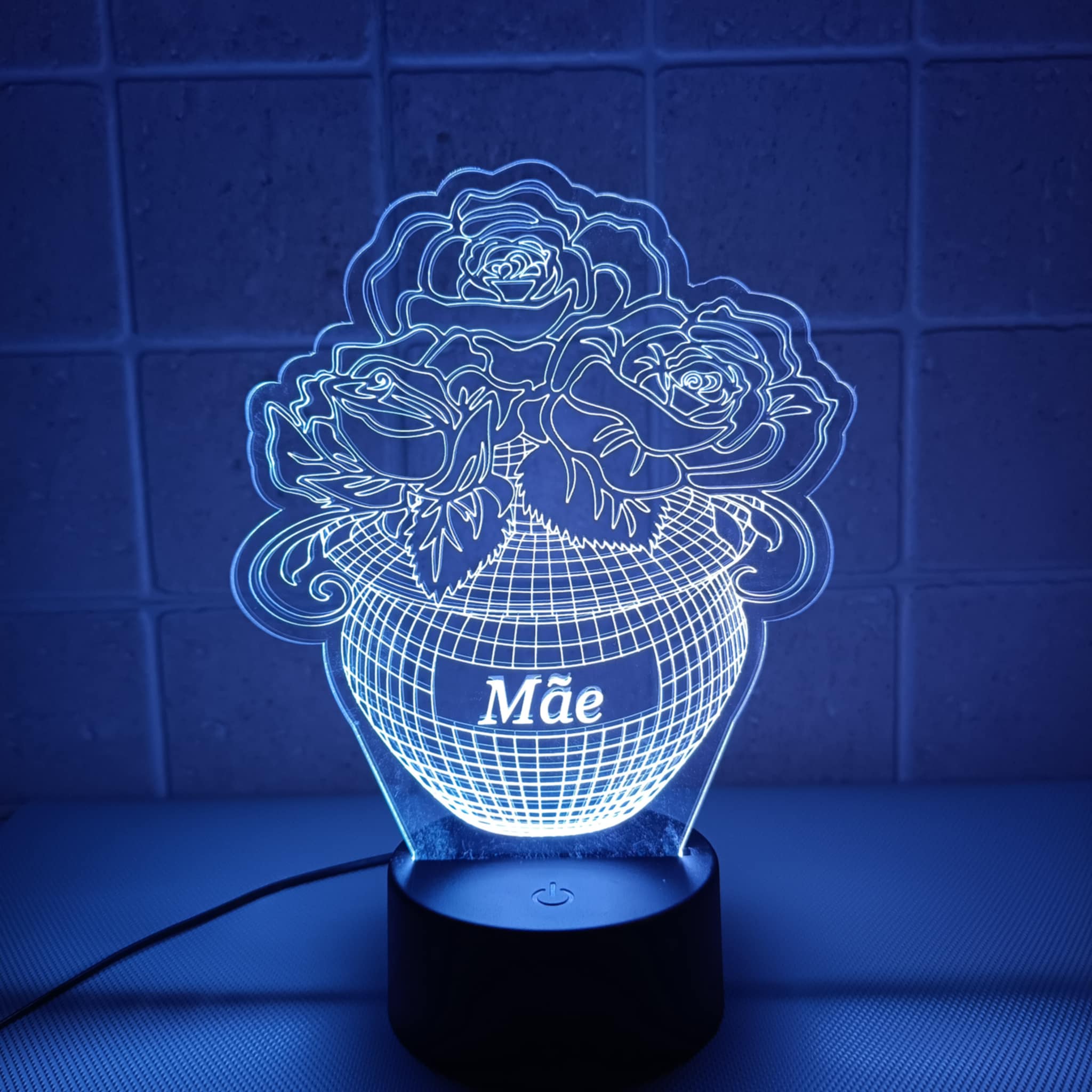 Vaso com flores Mãe LED