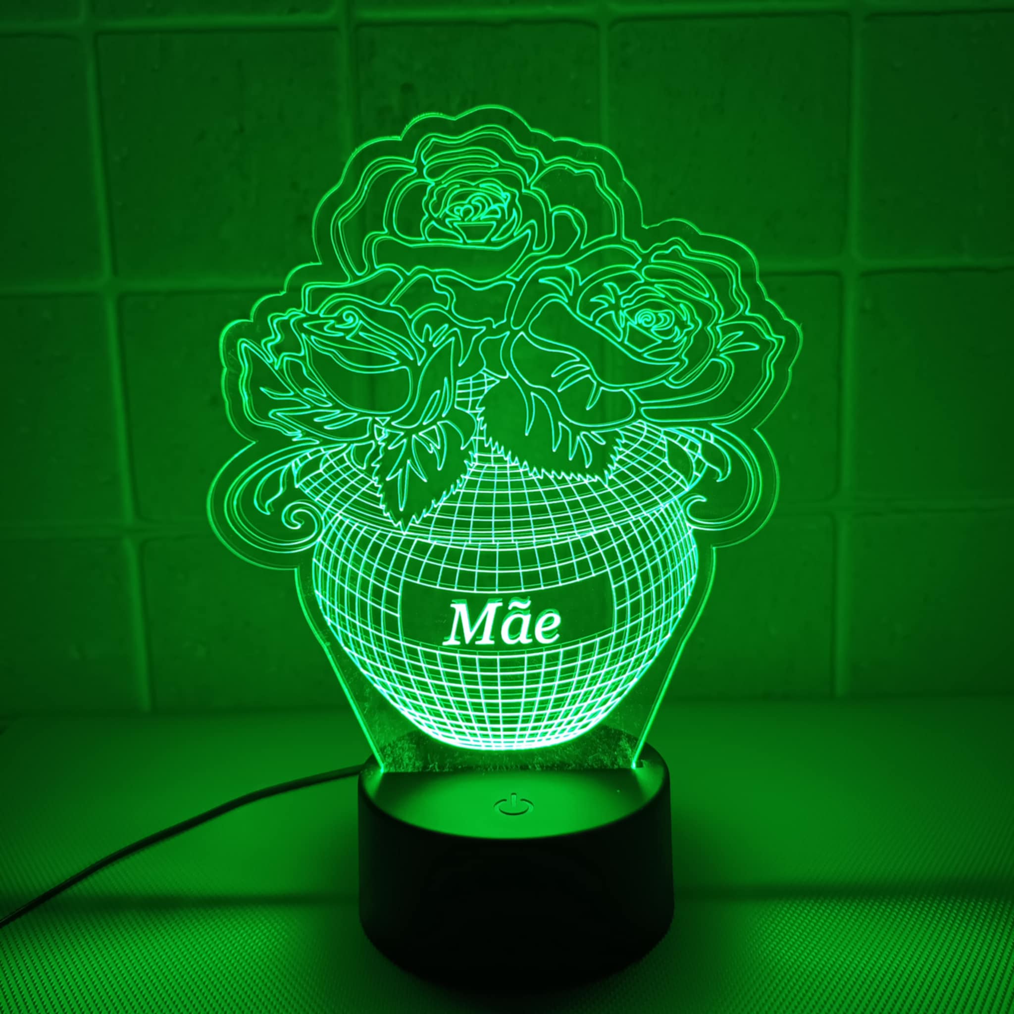 Vaso com flores Mãe LED