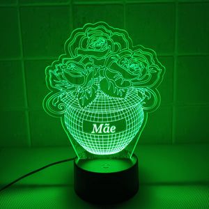 Vaso com flores Mãe LED