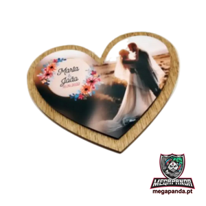 Íman em madeira formato Coração Grande