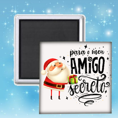 Azulejo Branco Brilho Amigo Secreto com Íman