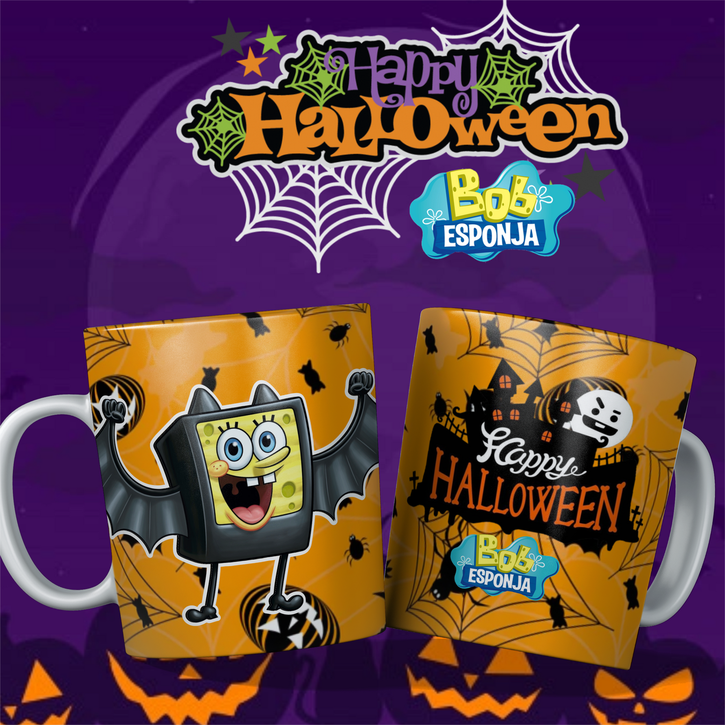 Caneca  Bob Esponja Halloween