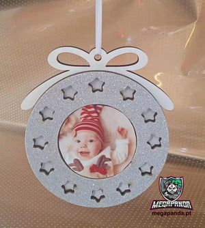 Adorno navideño de bola brillante con estrellas