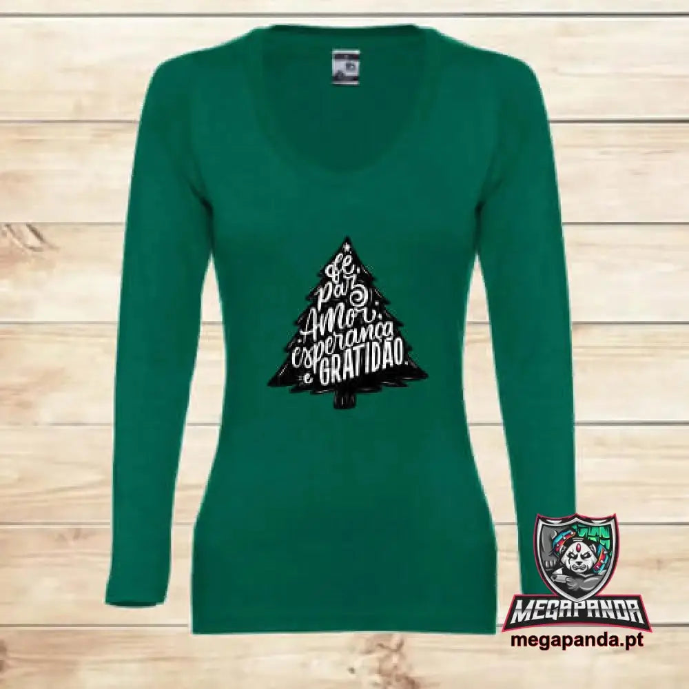 Camiseta larga para mujer Árbol de Navidad – Celebra con estilo | Comprar ahora