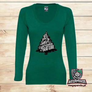 Camiseta larga para mujer Árbol de Navidad – Celebra con estilo | Comprar ahora
