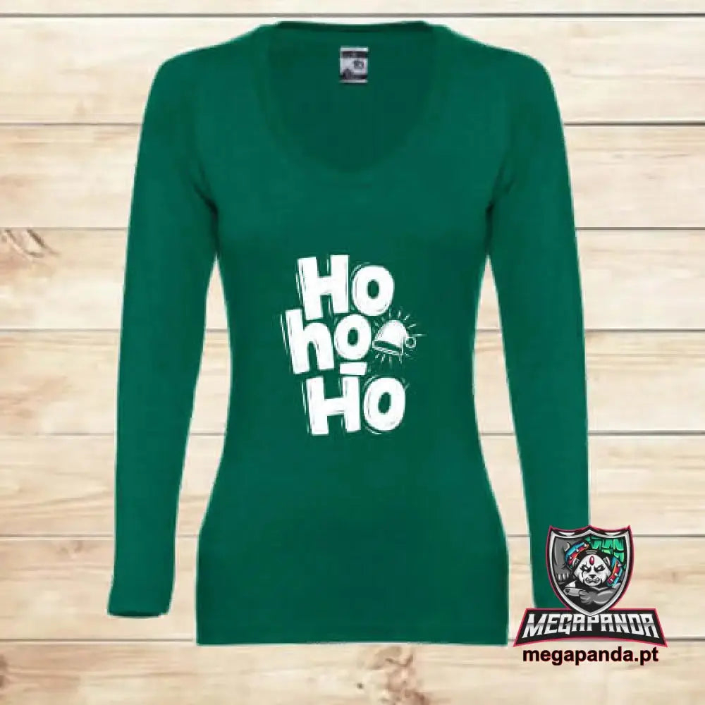 Camiseta larga navideña para mujer HOHOHO – ¡Celebra con estilo!