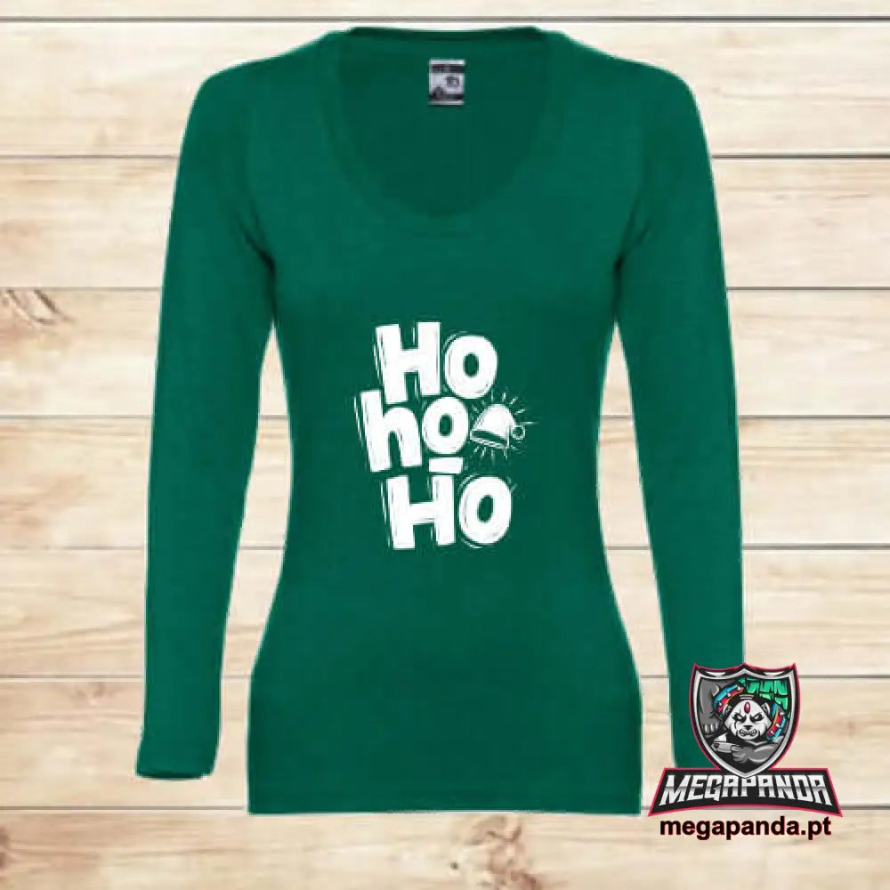 T-Shirt Comprida Mulher De Natal Hohoho – Celebre Com Estilo! S Comprida