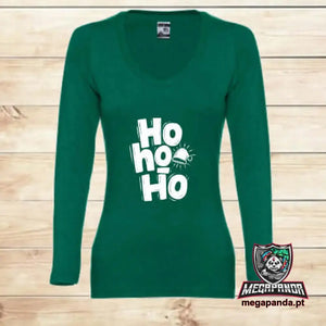 Camiseta larga navideña para mujer HOHOHO – ¡Celebra con estilo!