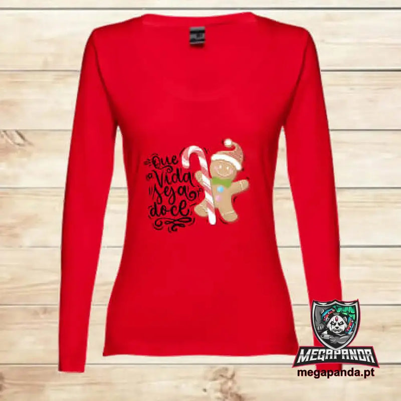 T-shirt comprida Mulher de Natal Vida Doce