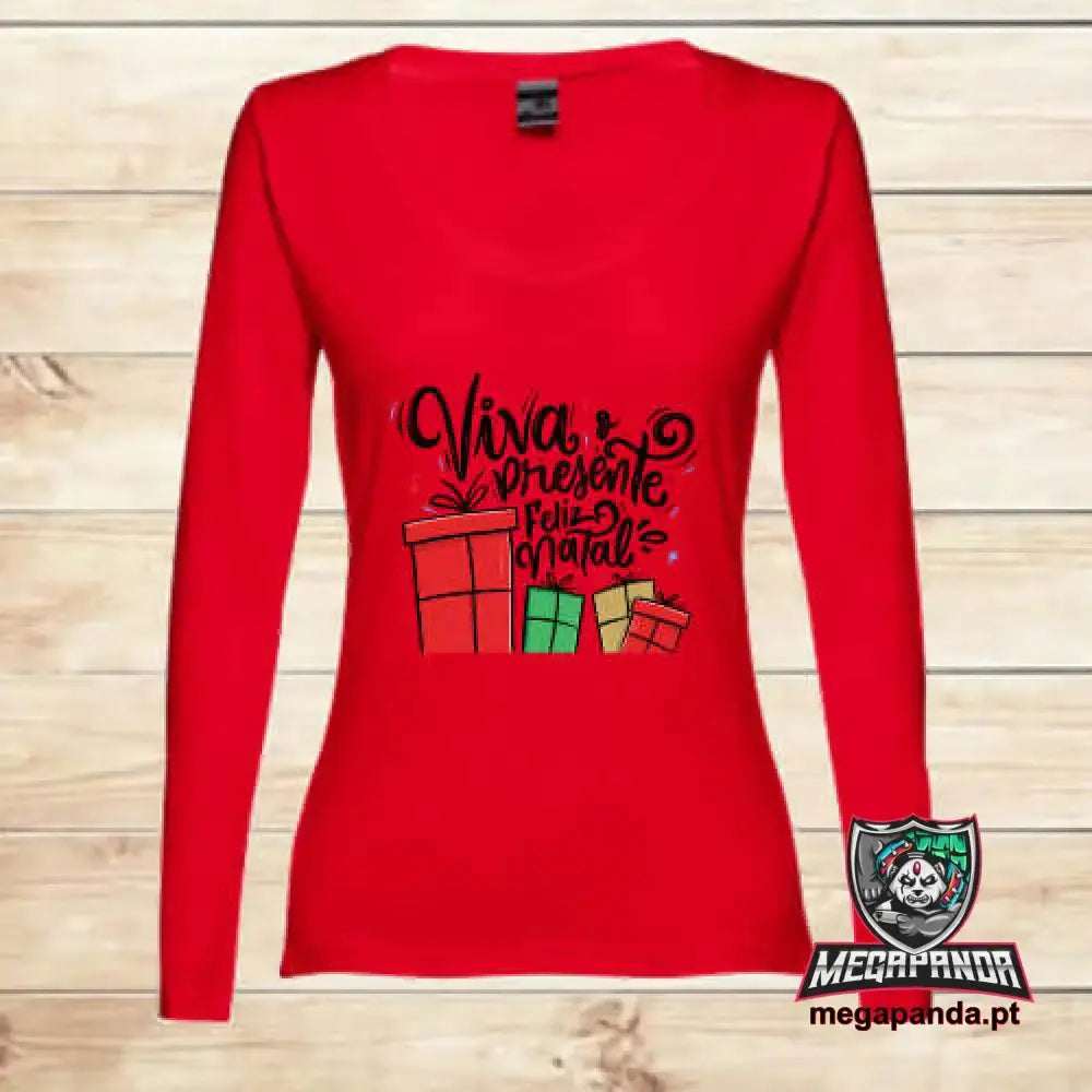 Camiseta larga mujer Navidad Vive el presente