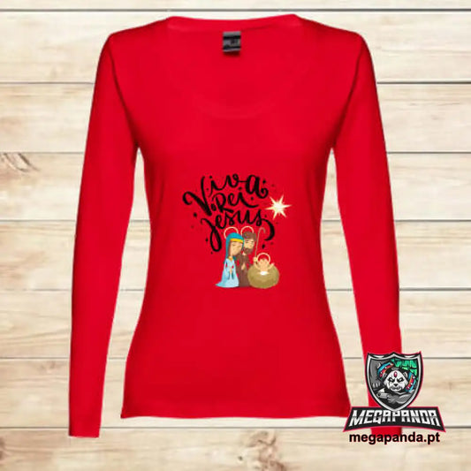 T-Shirt Comprida Mulher De Natal Viva O Rei 2 S Comprida