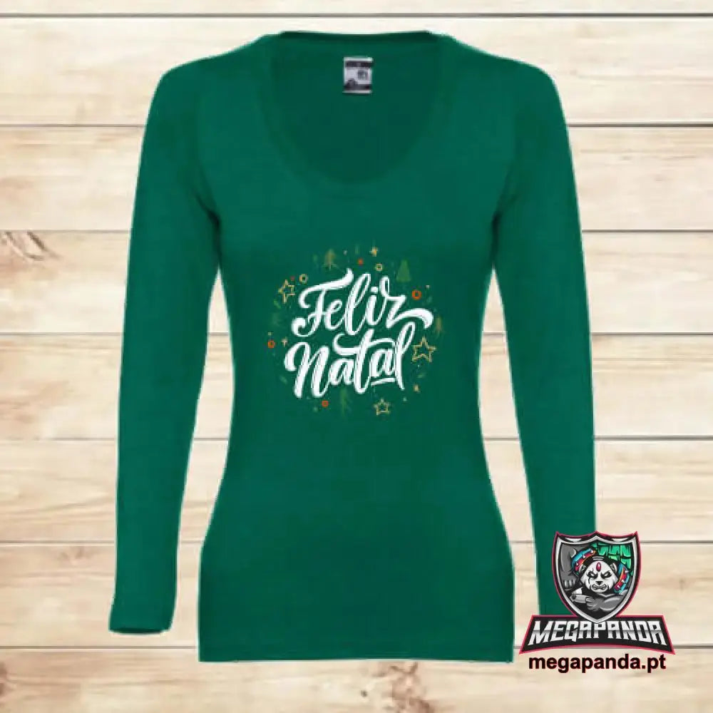 Camiseta larga mujer Círculo Feliz Navidad