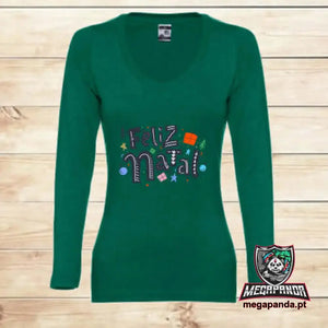 Camiseta Larga Mujer Feliz Navidad Regalo
