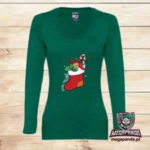 T-shirt comprida Mulher Meia de Natal