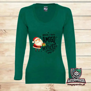 T-shirt comprida Mulher Natal Amigo Secreto