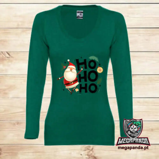 T-Shirt Comprida Mulher Pai Natal Hohoho S Comprida