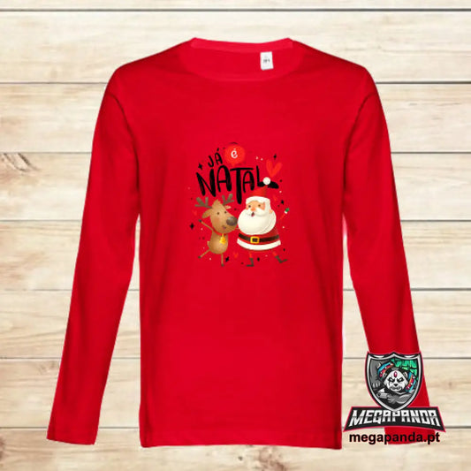 T-Shirt Manga Comprida Unisexo Já É Natal S Comprida