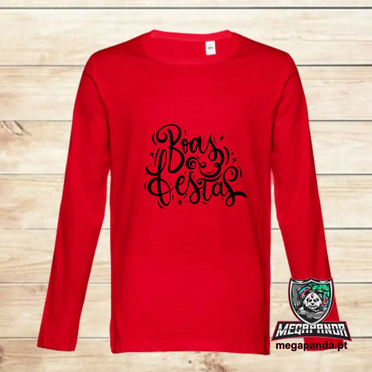 T-Shirt Manga Comprida Unisexo Natal Boas Festas M Comprida