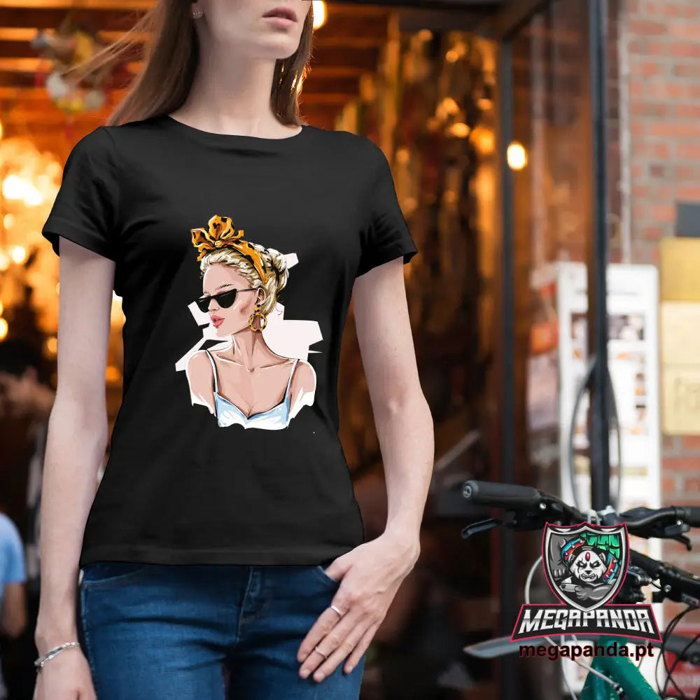 T-Shirt Senhora Desenho Girl 1 Preta / S Brindes