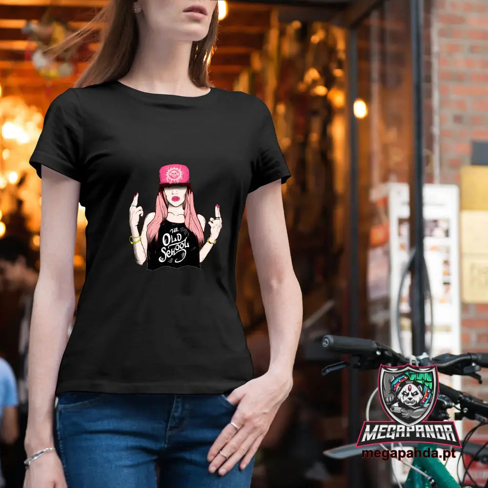 T-Shirt Senhora Desenho Girl 3 Preta / S Brindes