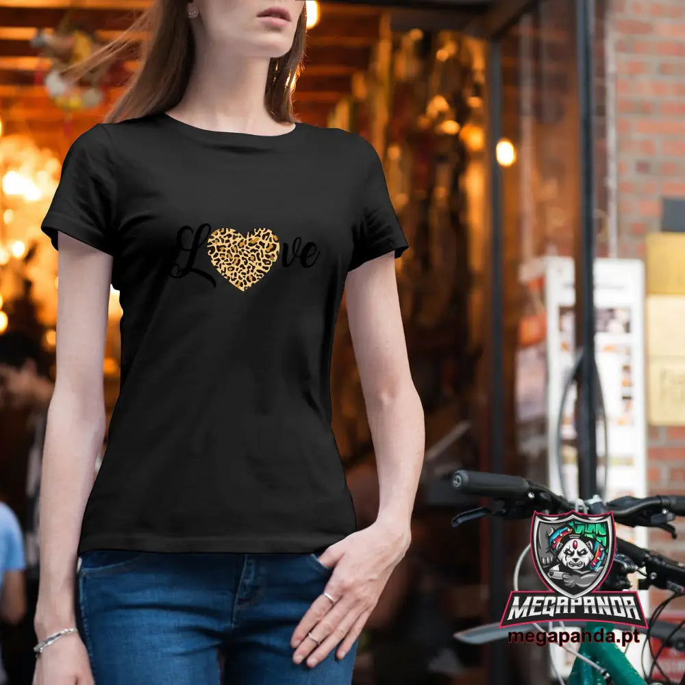 T-Shirt Senhora Desenho Love Preta / S Brindes