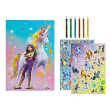 Conjunto de Colorir Unicorn Academy – Folhas + Lápis de Cor